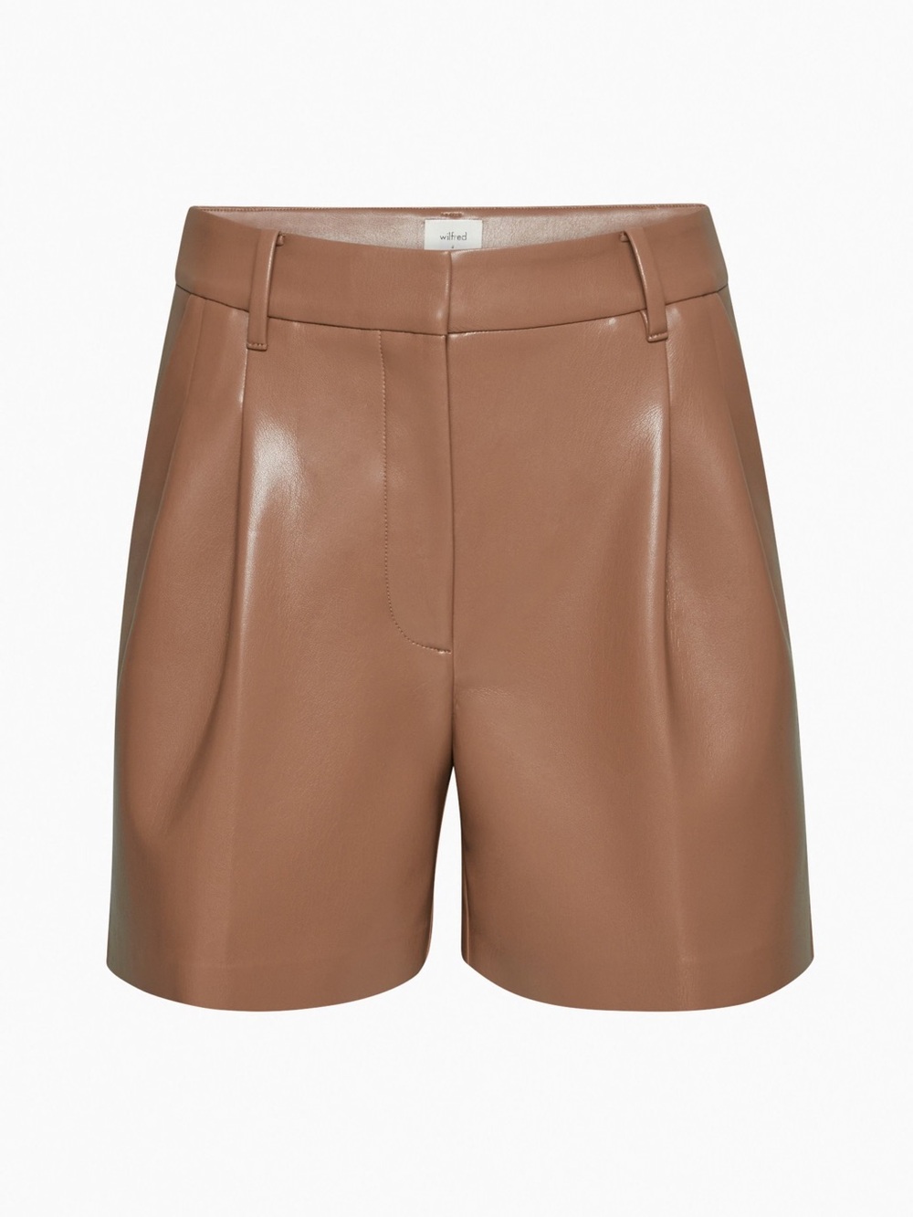 Wilfred Tan Faux Leather High-Rise Bermuda Shorts